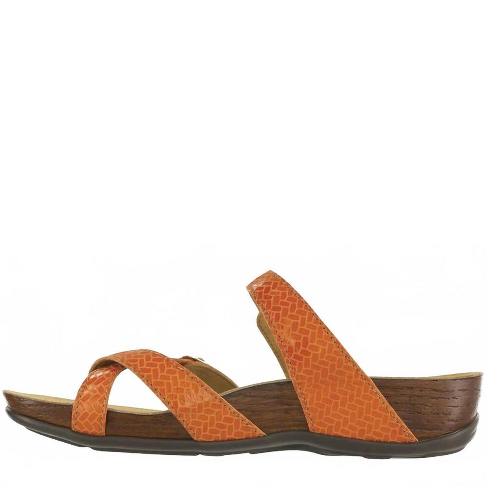 NEW SAS women's shelly toe loop slide sandal in weave clementine